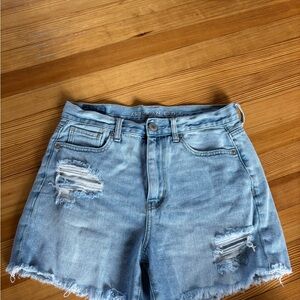 American Eagle Outfitters Blue Distressed Jean Shorts